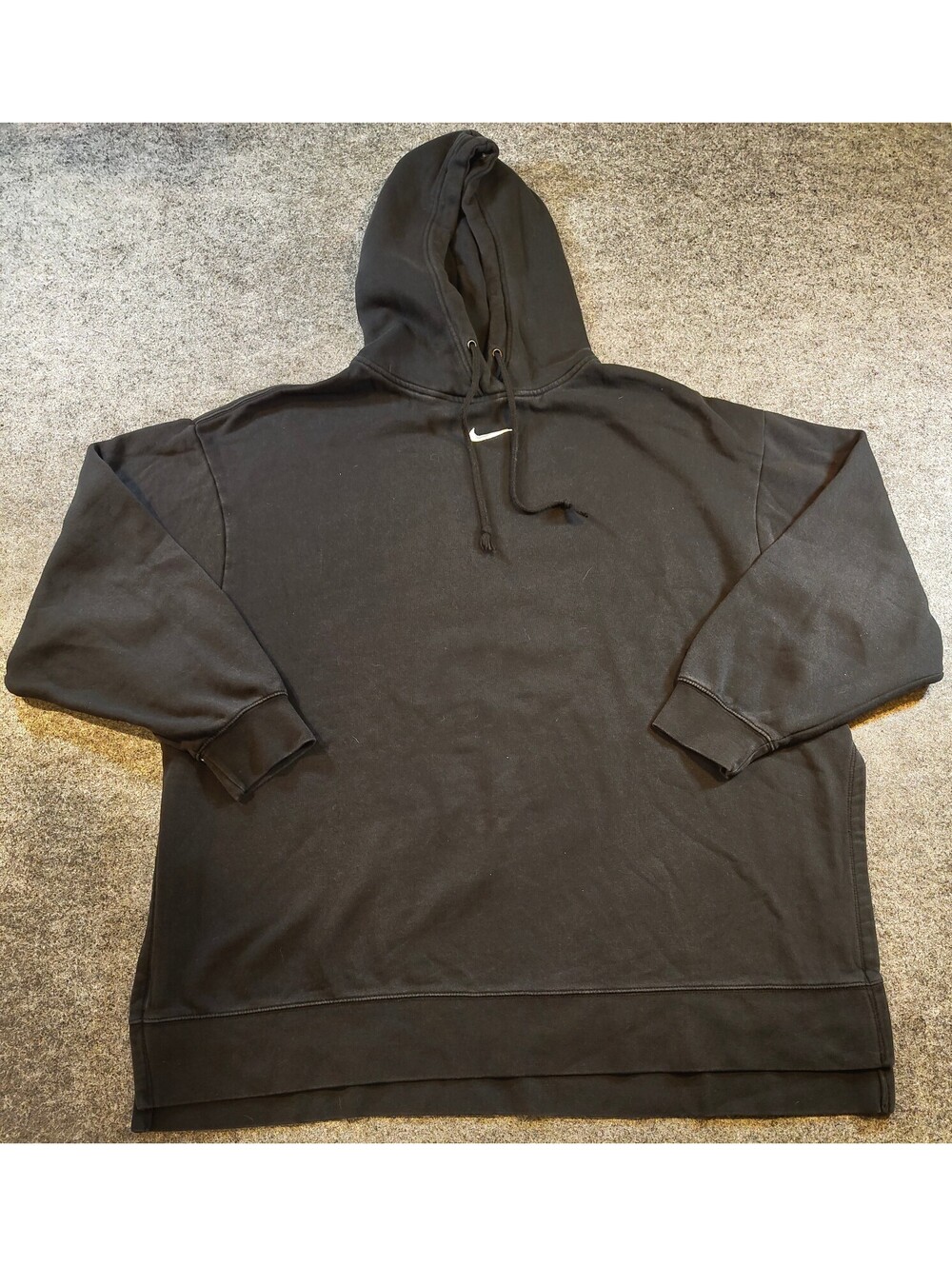 Nike Center Swoosh Hoodie Mens Womens Medium Oversized Black Fleece Sweatshirt